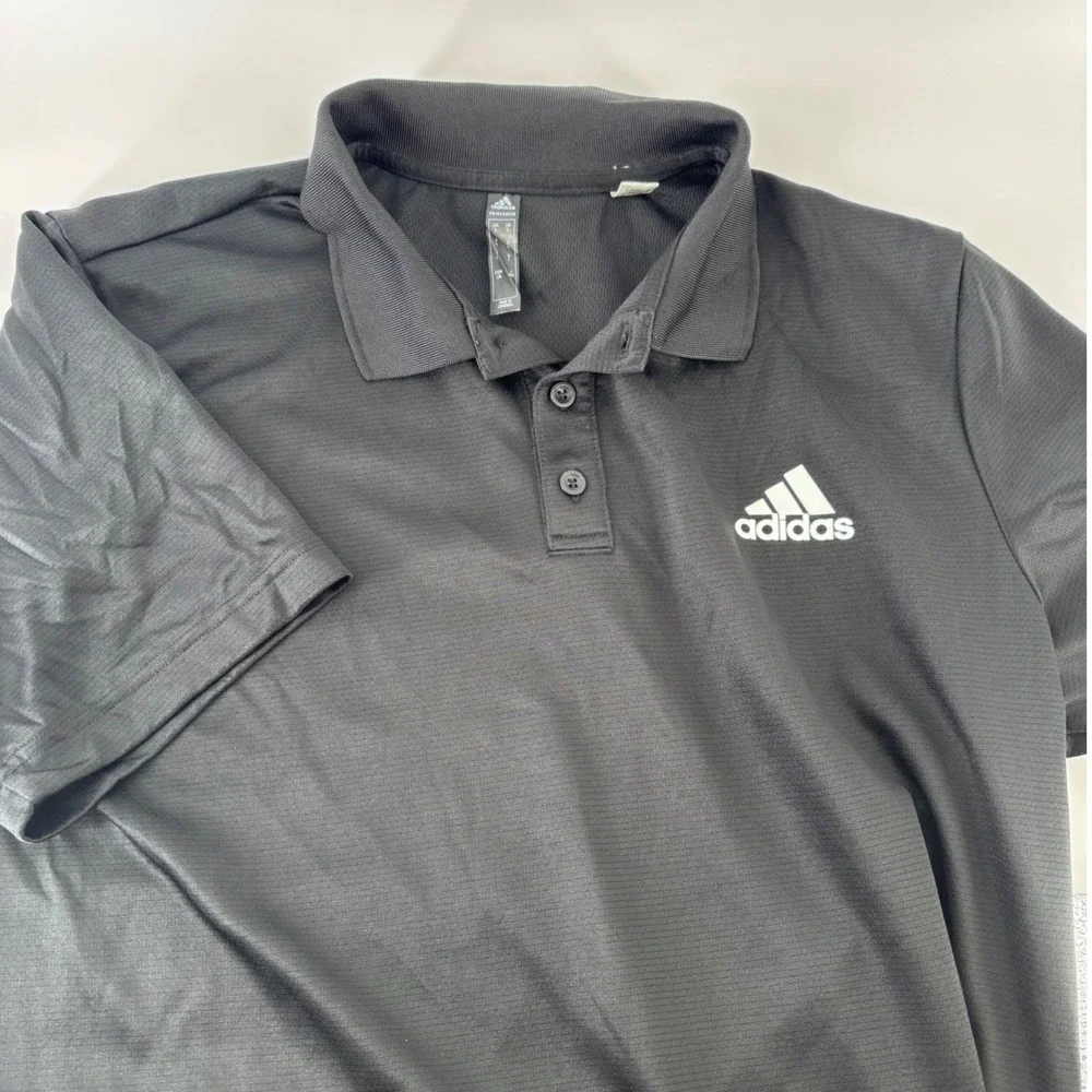 Adidas Primegreen Polo Shirt Mens Large Black Short Sleeve Performance Golf Top